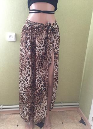 ( 50 р талия - 100 см ) женская тигровая пляжная юбка парео новая германия5 фото