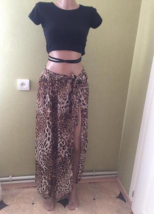 ( 50 р талия - 100 см ) женская тигровая пляжная юбка парео новая германия6 фото