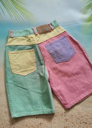 Двуцветные шорты young canda - розовый с зеленым6 фото