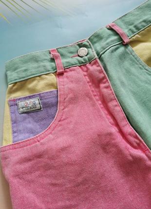 Двуцветные шорты young canda - розовый с зеленым5 фото