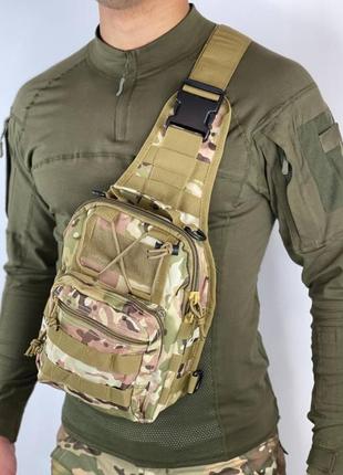 Тактический рюкзак на одно плечо 10л черный/ койот/мультикам3 фото