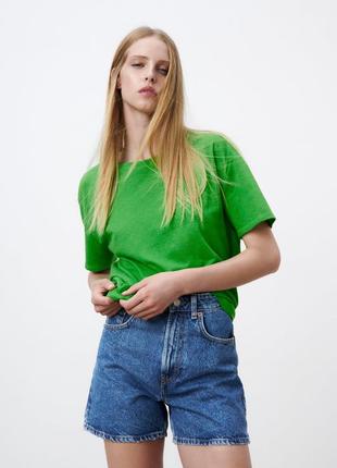 Яркая футболка из смесового льна zara