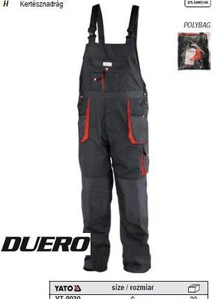 Напівкомбінезон робочий duero розмір m 65%/35% поліестер/бавовна yt-8031