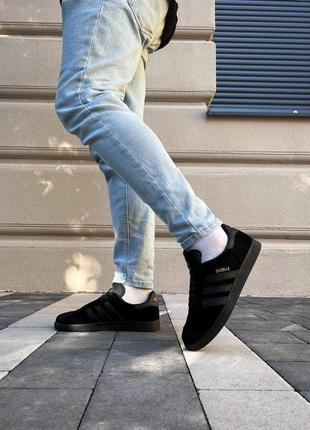 Мужские кроссовки летние adidas gazelle black адидас газели черне