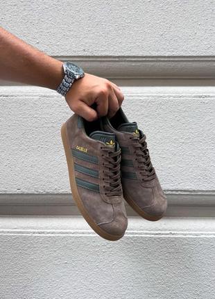 Мужские кроссовки летние adidas gazelle brown green адидас газеллы коричневое7 фото