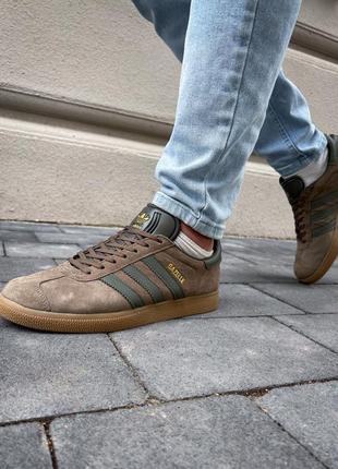 Мужские кроссовки летние adidas gazelle brown green адидас газеллы коричневое