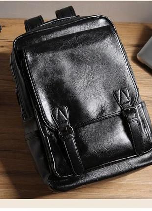Мужской кожаный вместительный качественный брендовый рюкзак портфель сумка1 фото
