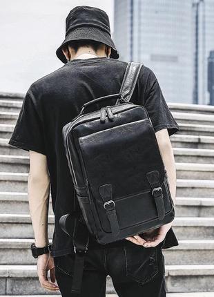 Мужской кожаный вместительный качественный брендовый рюкзак портфель сумка2 фото