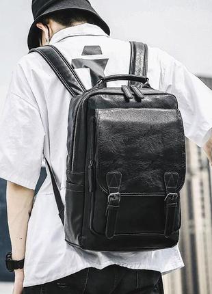 Мужской кожаный вместительный качественный брендовый рюкзак портфель сумка3 фото