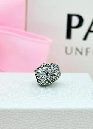 Серебряная бусина шарм «королевская корона с розовым камнем» пандора4 фото