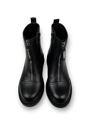 Женские кожаные деми ботинки на молнии спереди и сбоку, на низком каблуке черные 864 mario muzi 23645 фото