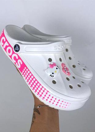 Crocs bayaband logo motion white женские кроксы сабо хвои продаж original