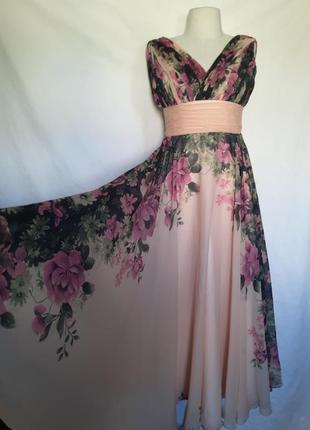 Женское нарядное длинное платье, платье, сарафан, мелкий цветокт фотосессия8 фото