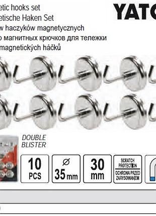 Набор крючек магнит yato польша основа ø=35 мм стержень l=30 мм 10 штук yt-08690
