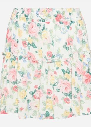 Брендовая юбка clokhouse германия цветы вискоза этикетка5 фото