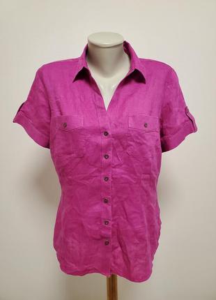 Шикарна брендова льняна блузка колір фуксії льон 100%