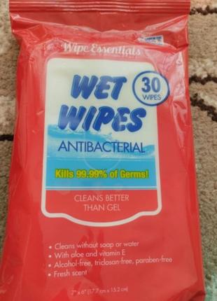 Wipe essentials антибактериальные влажные салфетки из европы2 фото