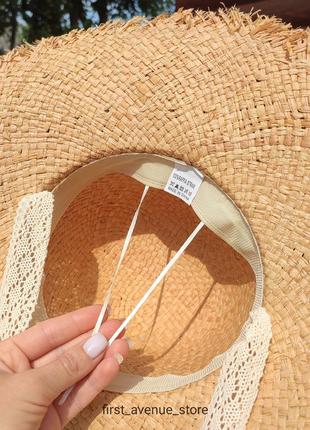 Шляпа соломенная летняя с кружевной лентой, шляпа соломенная