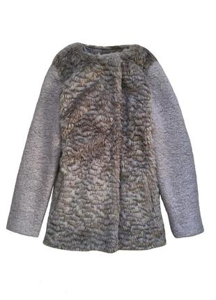 Пальто комбинированное с искусственным мехом и натуральной шерстью от new look