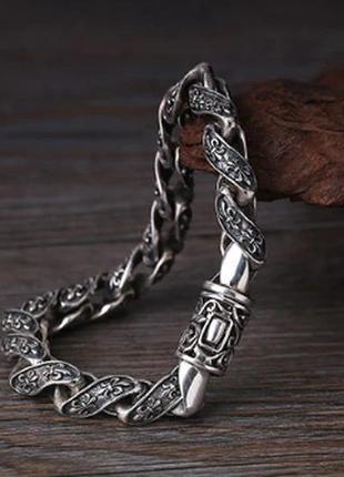 Мужской серебряный браслет serpentine кельтская лилия 53 грамма 21 см.5 фото