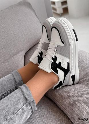 Распродажа белые очень крутые кеды - кроссовки nisa с серыми и черными вставками3 фото