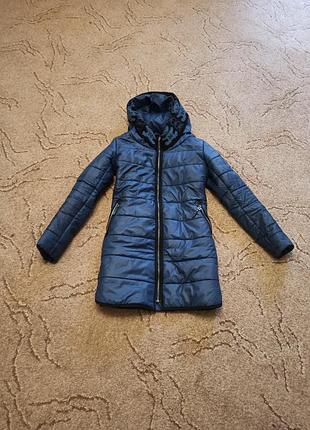 Пальто синее демисезонное