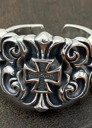 Мужское большое серебряное кольцо мальтийский крест регулируется 13 грамм2 фото