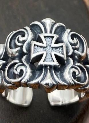 Мужское большое серебряное кольцо мальтийский крест регулируется 13 грамм1 фото