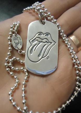 Серебряный кулон  жетон весельчак chrome hearts двухсторонний rolling stones6 фото