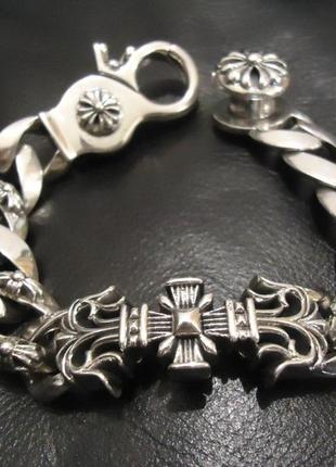 Чоловічий срібний браслет chrome hearts кельтський хрест 110,58 г4 фото