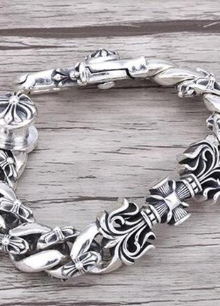Чоловічий срібний браслет chrome hearts кельтський хрест 110,58 г