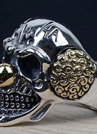 Унисекс серебряное большое кольцо 3d череп оно клоун регулируется4 фото