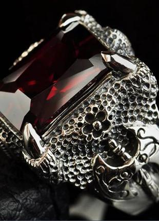 Мужское серебряное большое кольцо когти дракона 20,5 размер1 фото
