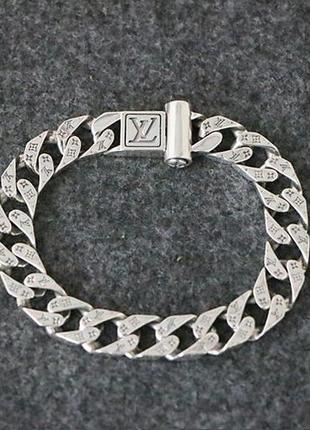 Чоловічий срібний браслет луї віттон 47 грамів 22 см. ексклюзив