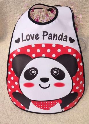 Дитчий  непромокаємий нагрудник з карманом love panda   арт 510802 фото