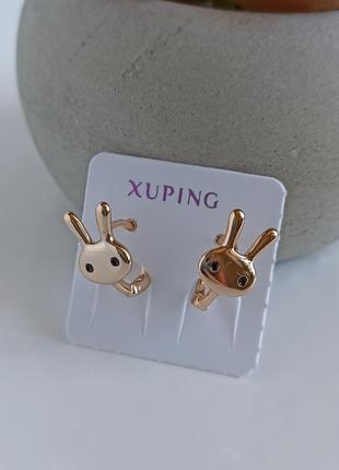 Сережки медичне золото xuping сердечко