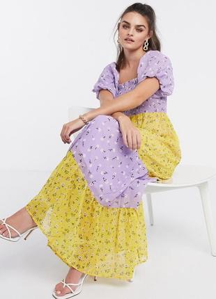 Ярусное  шифоновое платье макси asos1 фото