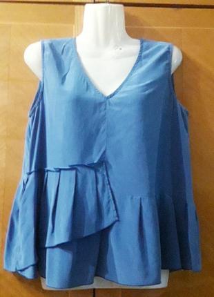 Брендовая винтажная 100% шелк стильная блуза с воланами3 фото