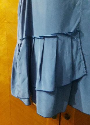 Брендовая винтажная 100% шелк стильная блуза с воланами7 фото