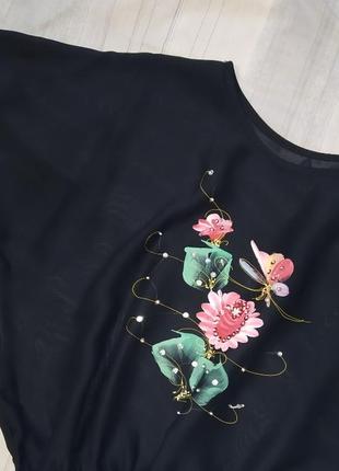 🍀 топ блуза полупрозразный ручная роспись футболка4 фото