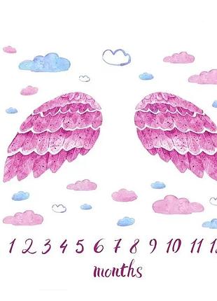 Фотопеленка для новорожденных малышей розовые крылья