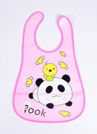 Нагрудник детский непромокаемый с карманом розовый look  арт 51083
