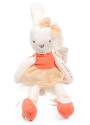 М'яка іграшка зайка балерина у помаранчевій сукні2 фото