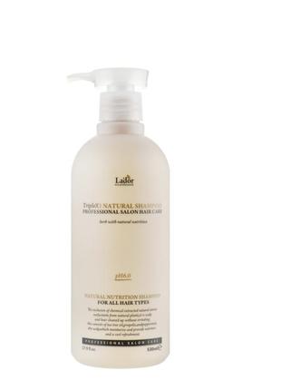 Органічний безсульфатний шампунь з ефірними оліями lador triplex natural shampoo, 500 мл.