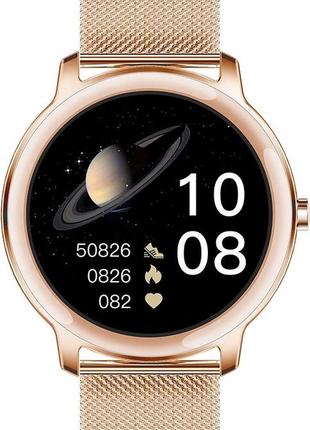 Жіночий наручний розумний смарт-годинник smart watch lemfo r18 metal з пульсоксиметром (золотий)2 фото