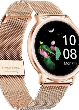 Жіночий наручний розумний смарт-годинник smart watch lemfo r18 metal з пульсоксиметром (золотий)3 фото