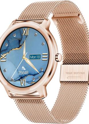 Жіночий наручний розумний смарт-годинник smart watch lemfo r18 metal з пульсоксиметром (золотий)5 фото