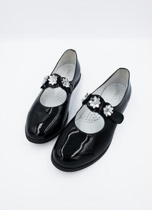 Туфли для девочки кожаные bistfor черный р.34 (стелька 22 см)