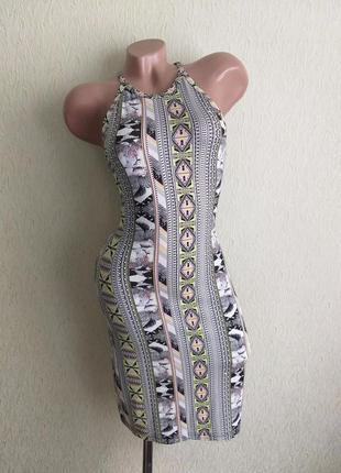 Крутое, трикотажное платье в обтяжку. мини, миди. орнамент. лимонный, лайм, розовый, серый, неоновый.1 фото