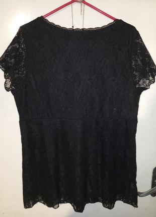 Нарядная гипюровая,чёрная блузка с подкладкой,большого размера,happy holly2 фото